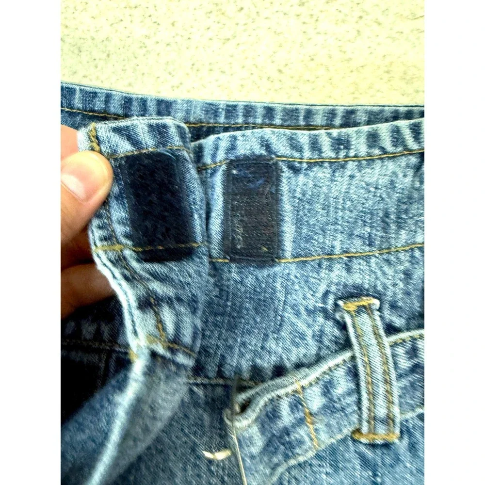 Vintage Y2K Justice‎ Denim Mini Skirt Pleated Belted Grunge 90s